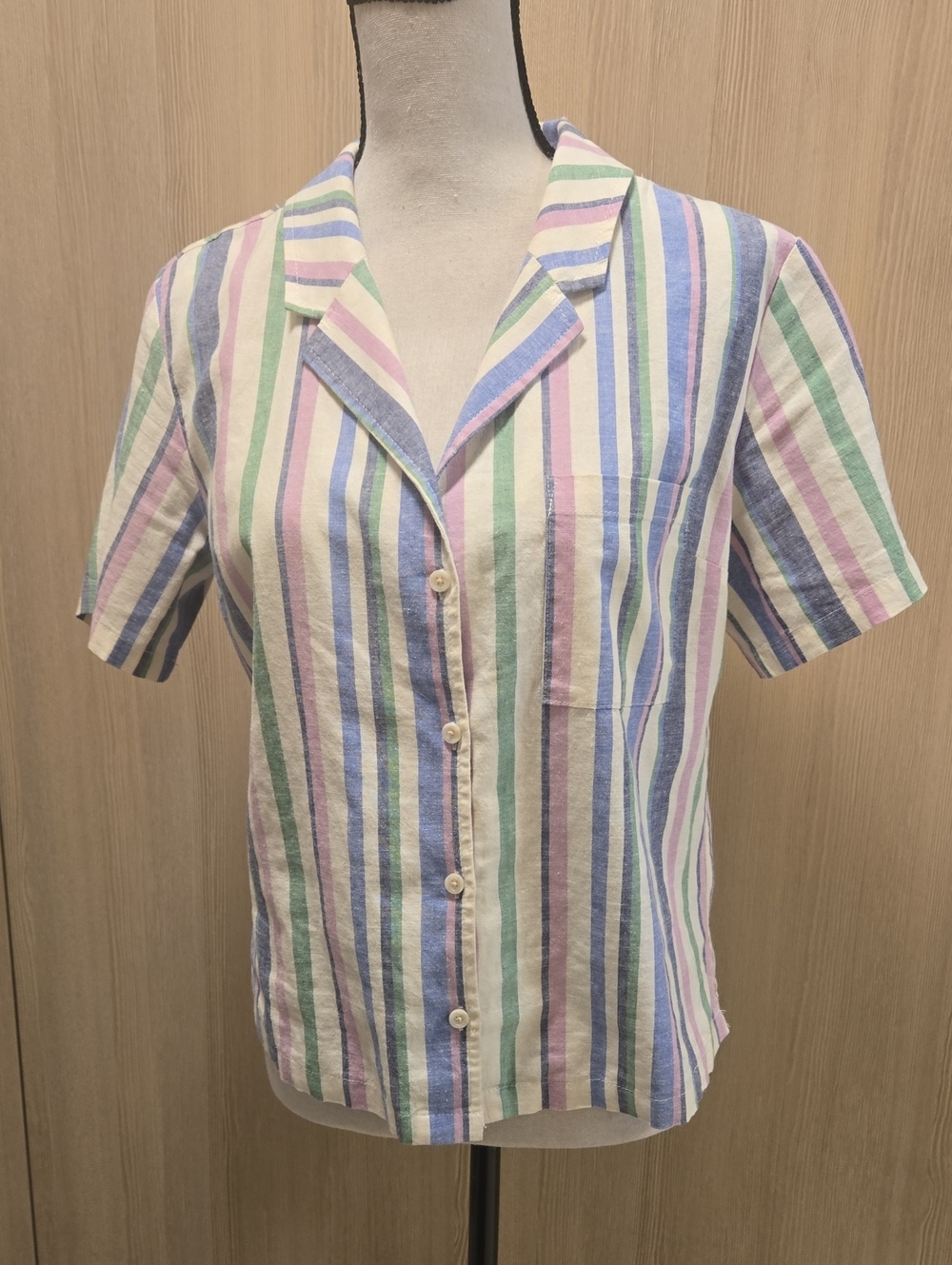 Marine Layer Pastel Stripe Short-Sleeve Button Down Shirt